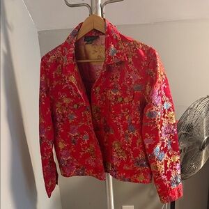 Spenser Jeremy Red Floral Jean Jacket